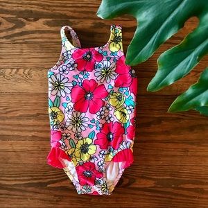 Retro print neon swimsuit